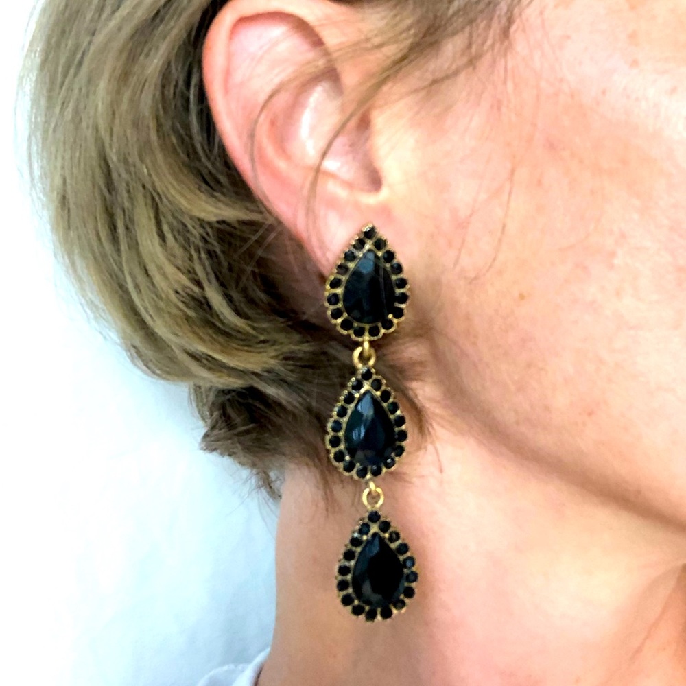Loren Hope black teardrop statement earrings